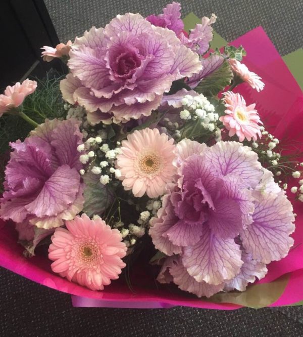 Khale and Pastel Pink Gerberas Floral Arrangement Moama Florist