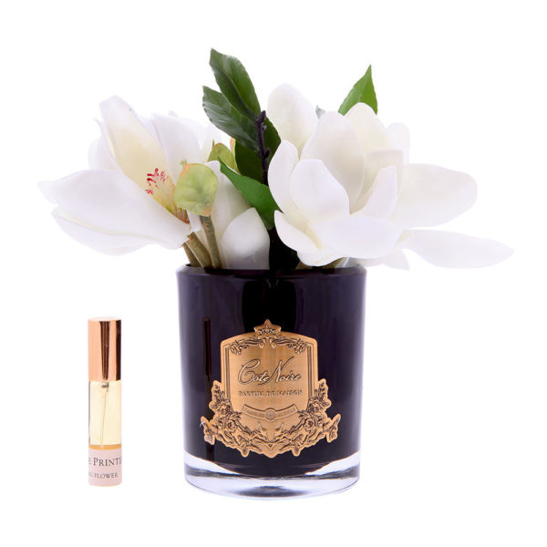 Côte Noire Pink Magnolias in Black Glass
