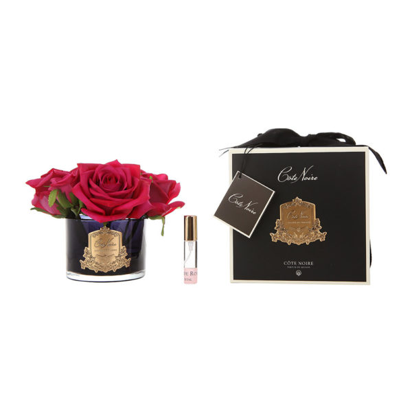 Cote Noir Roses in Black Glass with Giftbox - red - Image 2